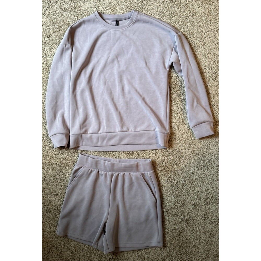 Lazypants Women’s 2-Piece Set Crewneck Sweatshirt & Shorts Gray Size S